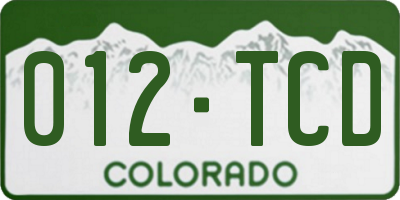 CO license plate 012TCD
