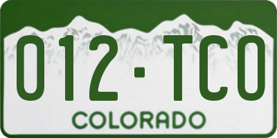 CO license plate 012TCO