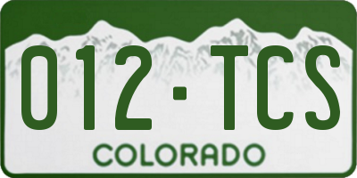 CO license plate 012TCS