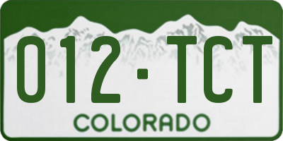 CO license plate 012TCT
