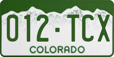CO license plate 012TCX