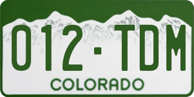 CO license plate 012TDM