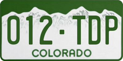 CO license plate 012TDP