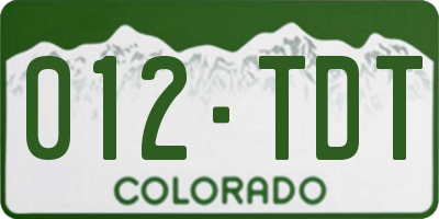 CO license plate 012TDT