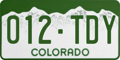 CO license plate 012TDY