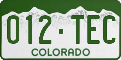 CO license plate 012TEC