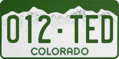 CO license plate 012TED