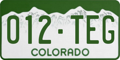 CO license plate 012TEG