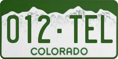 CO license plate 012TEL