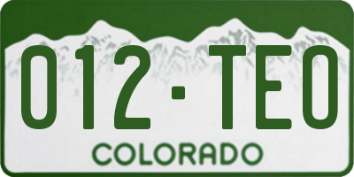 CO license plate 012TEO