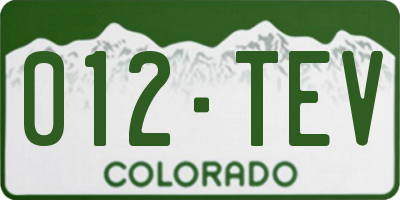 CO license plate 012TEV