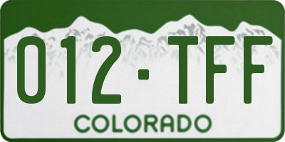 CO license plate 012TFF