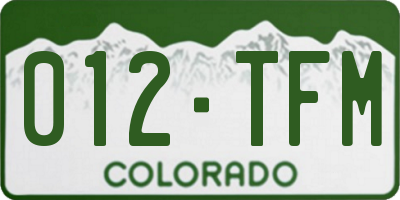 CO license plate 012TFM