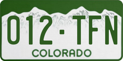 CO license plate 012TFN