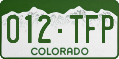CO license plate 012TFP