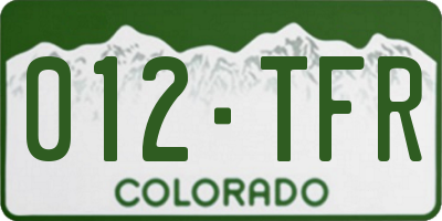 CO license plate 012TFR