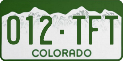 CO license plate 012TFT