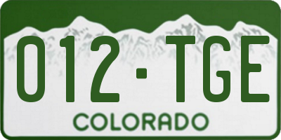 CO license plate 012TGE