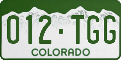 CO license plate 012TGG