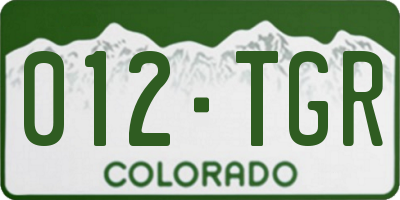 CO license plate 012TGR
