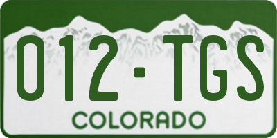 CO license plate 012TGS
