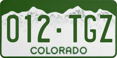 CO license plate 012TGZ