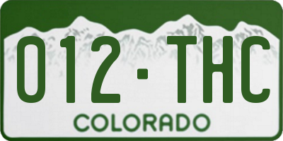 CO license plate 012THC