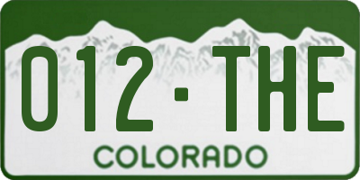 CO license plate 012THE