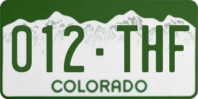 CO license plate 012THF