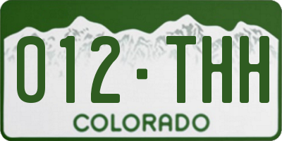CO license plate 012THH