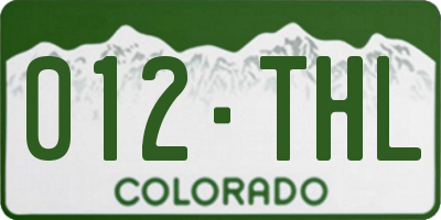 CO license plate 012THL