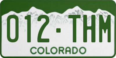 CO license plate 012THM