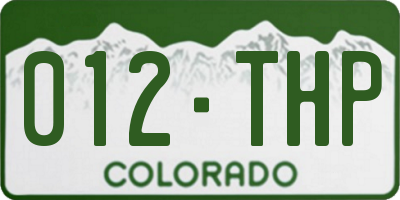 CO license plate 012THP