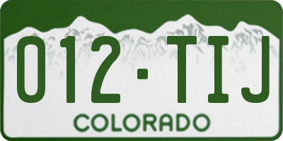 CO license plate 012TIJ