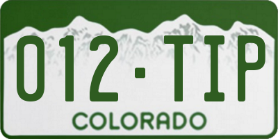 CO license plate 012TIP