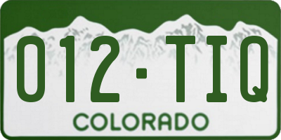 CO license plate 012TIQ