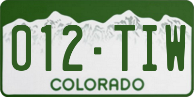 CO license plate 012TIW