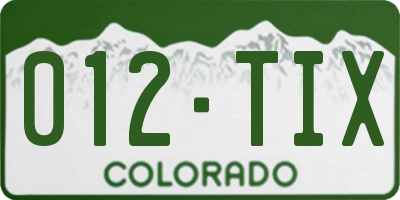 CO license plate 012TIX