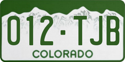 CO license plate 012TJB