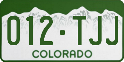 CO license plate 012TJJ