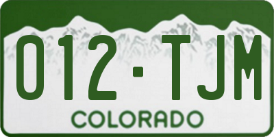 CO license plate 012TJM