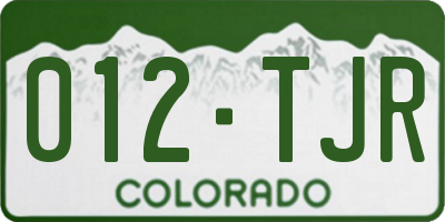 CO license plate 012TJR