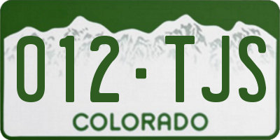 CO license plate 012TJS