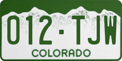 CO license plate 012TJW