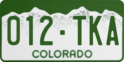 CO license plate 012TKA