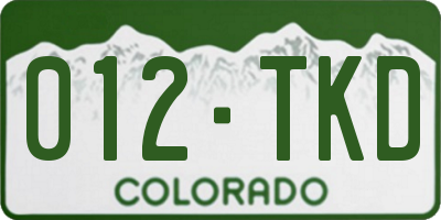 CO license plate 012TKD