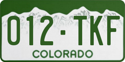 CO license plate 012TKF