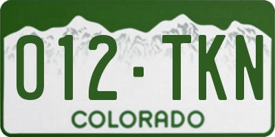 CO license plate 012TKN