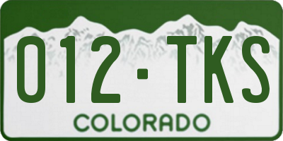 CO license plate 012TKS