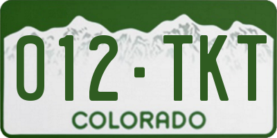 CO license plate 012TKT